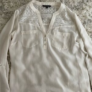 Women’s Express Off White half button blouse
